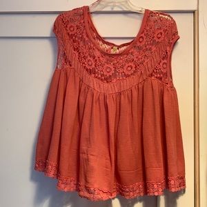 Free People  Crochet Trim chop Top